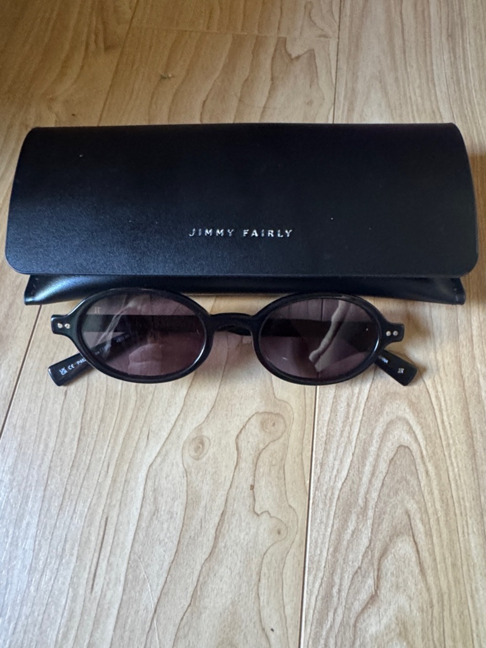Jimmy Fairly Women's Black Oval Sunglasses